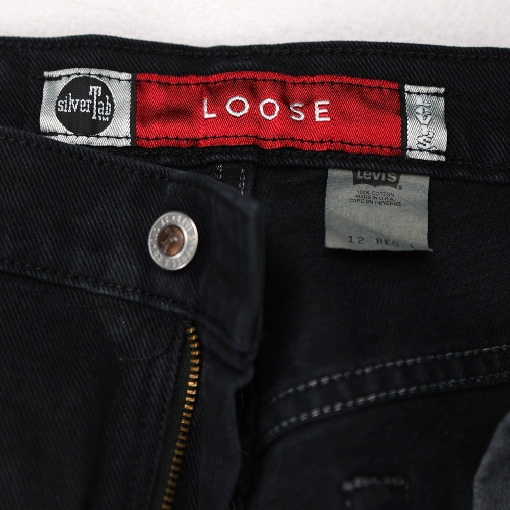 Levis SilverTab Loose Jeans Womens 12 Black Vintage Y2K Straight Leg Made in USA